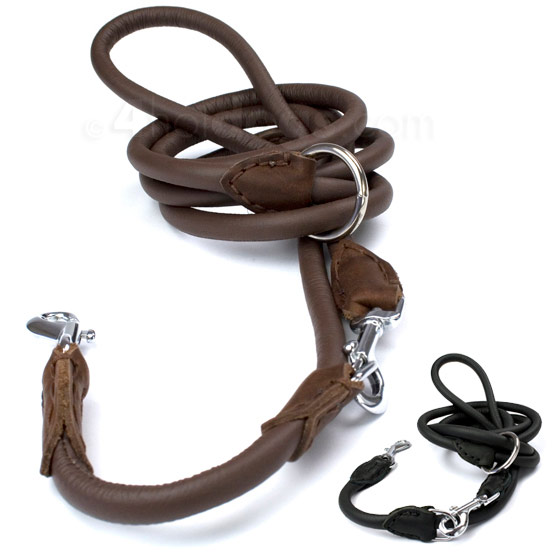 Hunde Dressurline i Italiensk Kalvelæder - Sort 6 mm