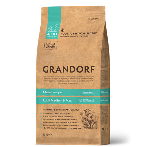 Grandorf Hundefoder til Voksne - 4 Kødtyper, 10kg