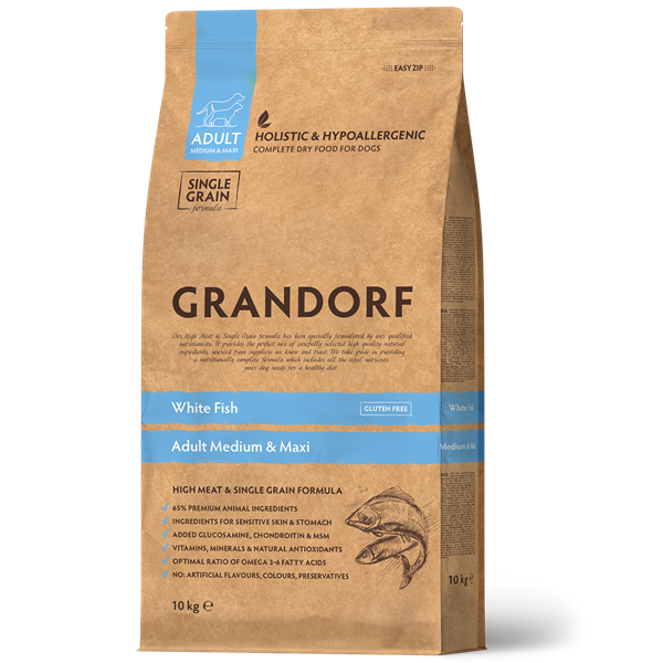 Grandorf Hundefoder med Hvid Fisk 10 Kg - Kvalitet til Hunde