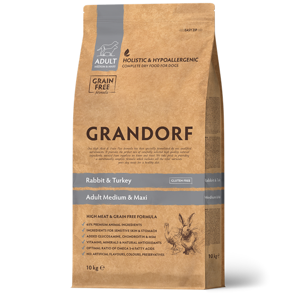 Grandorf Hundefoder med Kanin og Kalkun 10kg - Nyhed!