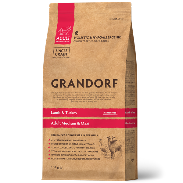 Grandorf Hundefoder med Lam og Kalkun 10kg - Tilbud!