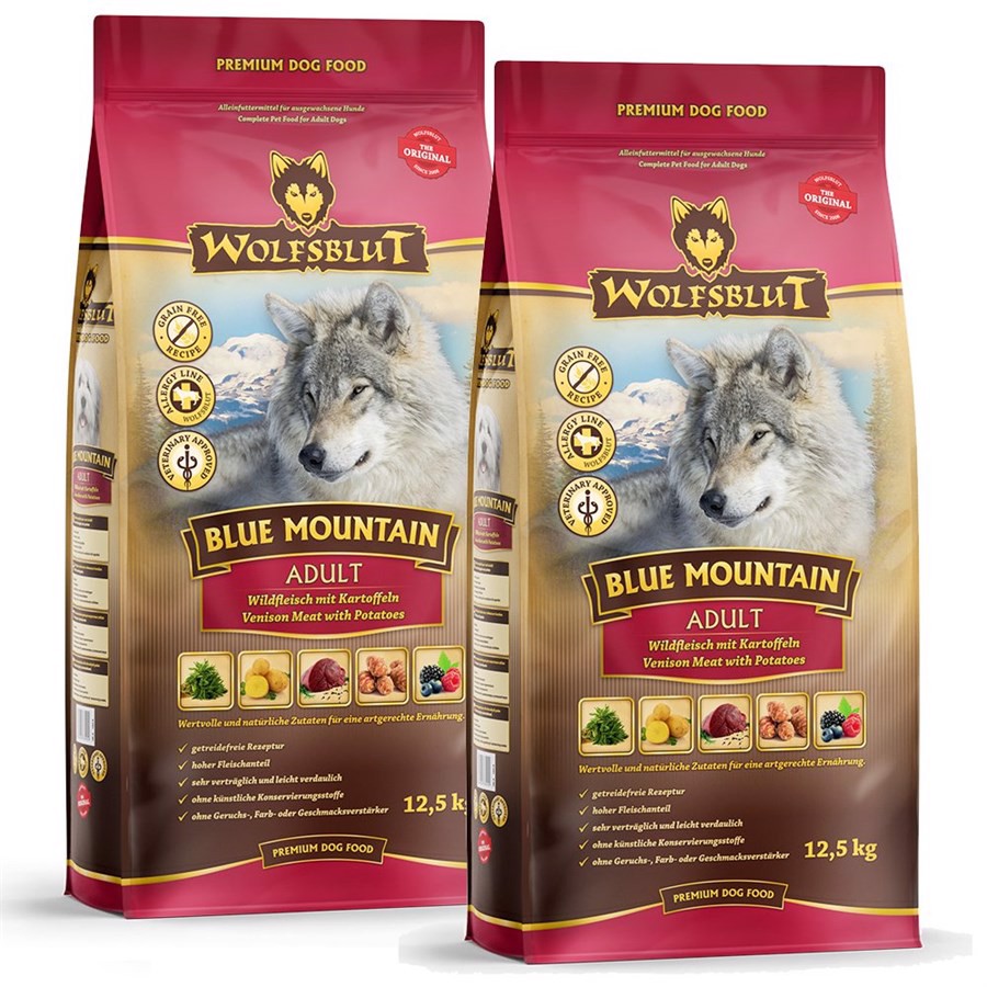 2 X 12,5 Kg Wolfsblut Blue Mountain Voksenfoder Tilbud