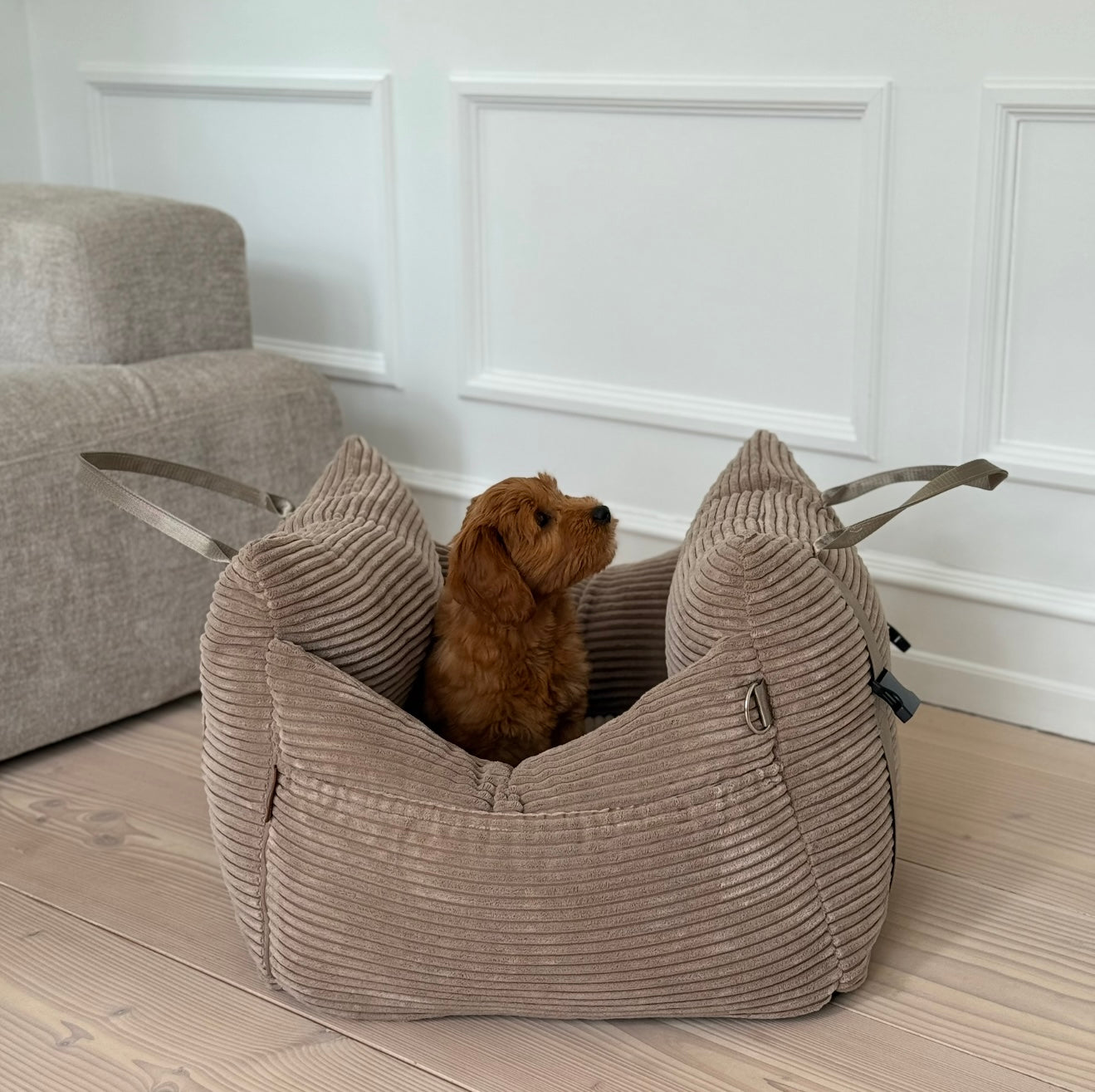 Bjørk Bilsæde Til Hunde   Lys Brun Bred Fløjl