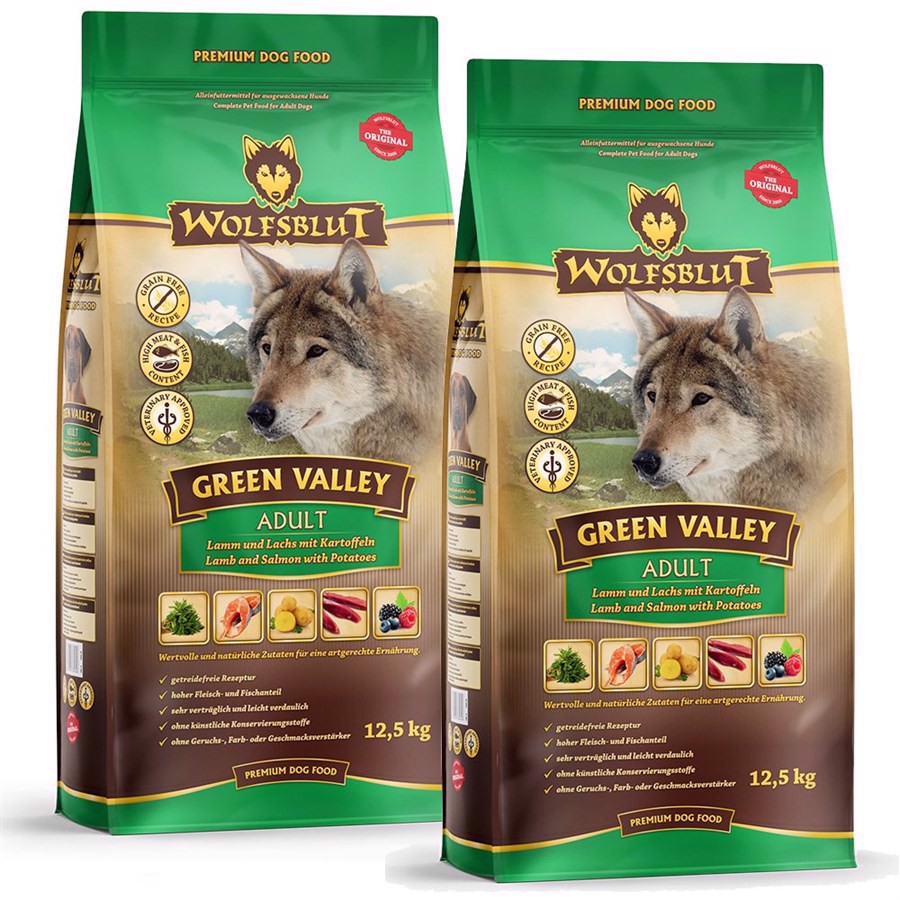 2 X 12,5 Kg Wolfsblut Green Valley Voksenfoder - Storkøb Rabat