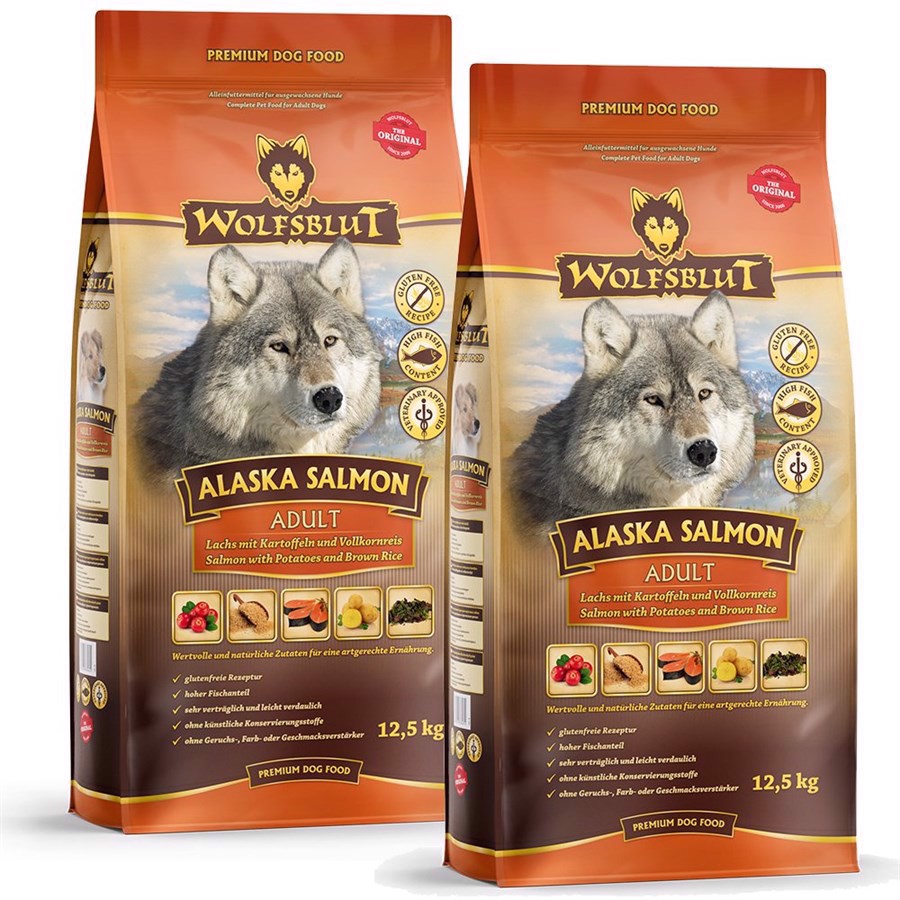 2 X 12,5 Kg Wolfsblut Alaska Laks Voksenfoder - Storkøb Rabat