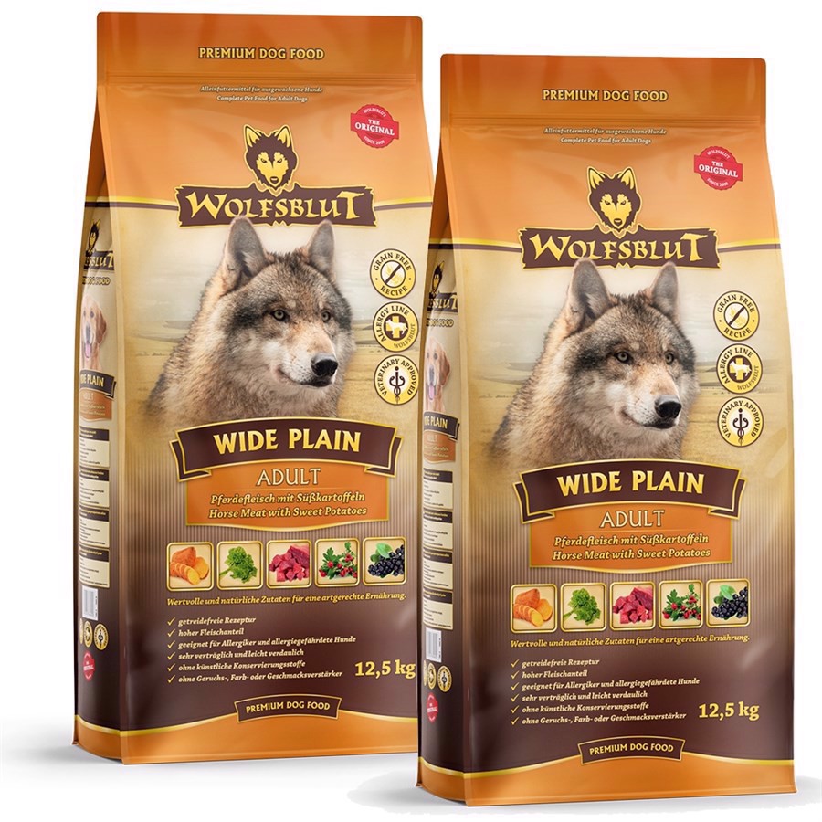 2 X 12,5 Kg Wolfsblut Wide Plain Voksenfoder Tilbud