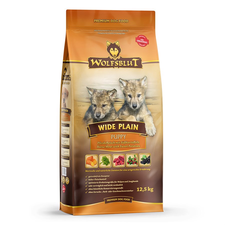 Wolfsblut Wide Plain Puppy Hundefoder med Hest 12,5 kg