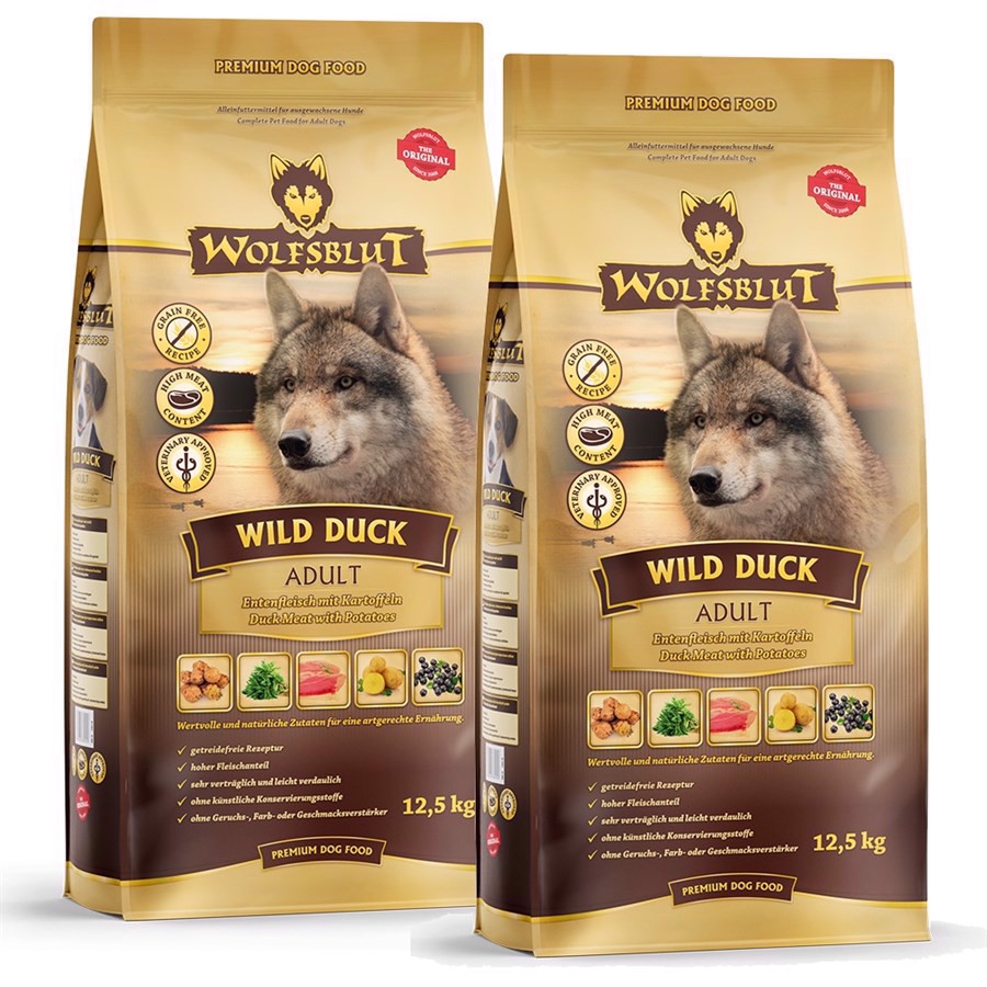 2 X 12,5 Kg Wolfsblut Wild Duck Voksenfoder - Storkøb Rabat