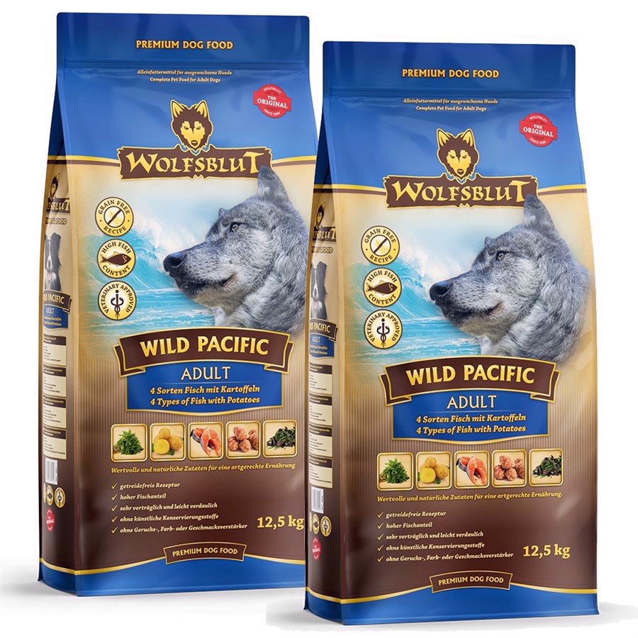 2 X 12,5 Kg Wolfsblut Wild Pacific Voksenfoder - Storkøb Rabat