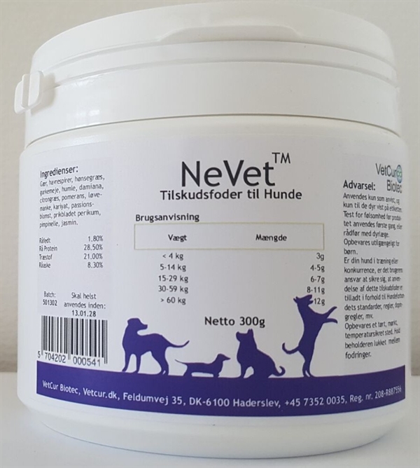 Vetcur Nevet Pulver Tilskud Til Hund Mod Adfærdsproblemer  300g